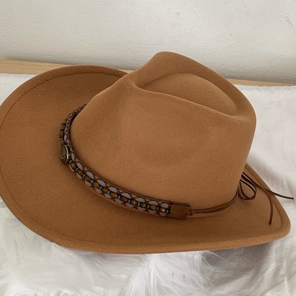 Western Camel Fashion Felt Hat with Gucci Tiger Button Band BNWOT - Picture 12 of 16